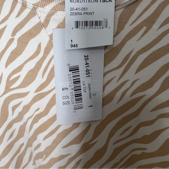Sundays Lia Sweatshirt- Zebra Print (Tan & White) Size 4-6 NWT - Picture 5 of 9